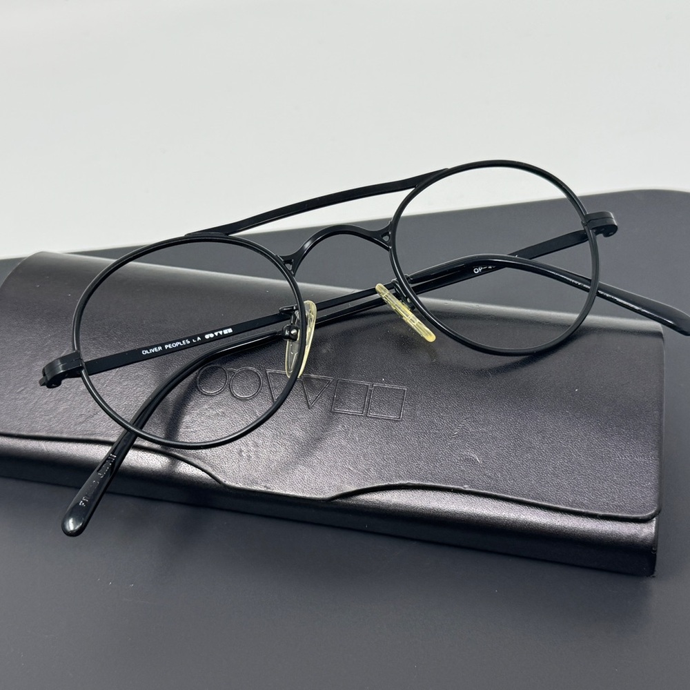 Rare Vintage 1980s OLIVER PEOPLES  Round Sunglasses eyeglasses OP-46 MBK Japan